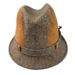Churchill‎ Ltd Pace-Setter Collection Fedora Hat Mens 7 3/8 Tweed Suede Feather